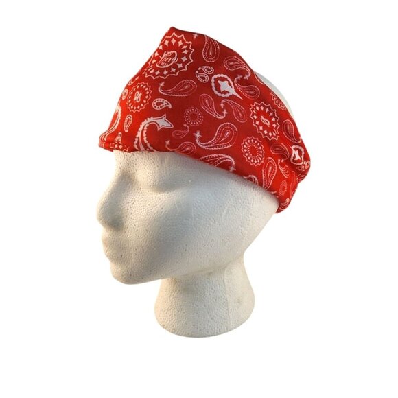 Red Paisley Print Bandana Headband/Neck Gaiter Multifunctional Unisex Accessory - Picture 8 of 8